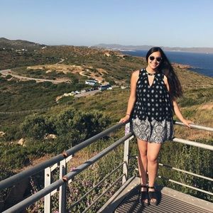 Paisley patterned dress with cutout